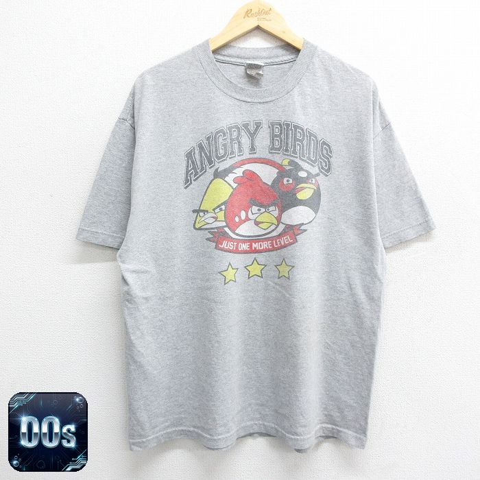 00s 半袖Tシャツ アングリーバード グレー霜降り XL | 古着