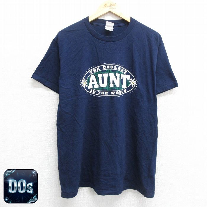 フルーツオブザルーム 00s 半袖Tシャツ AUNT ネイビー L | 古着