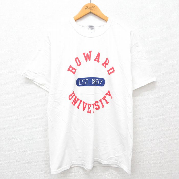 XL★古着 半袖 ビンテージ Tシャツ メンズ 00年代 00s ハワード 大学 コットン クルーネック 白 ホワイト 24jul11 中古