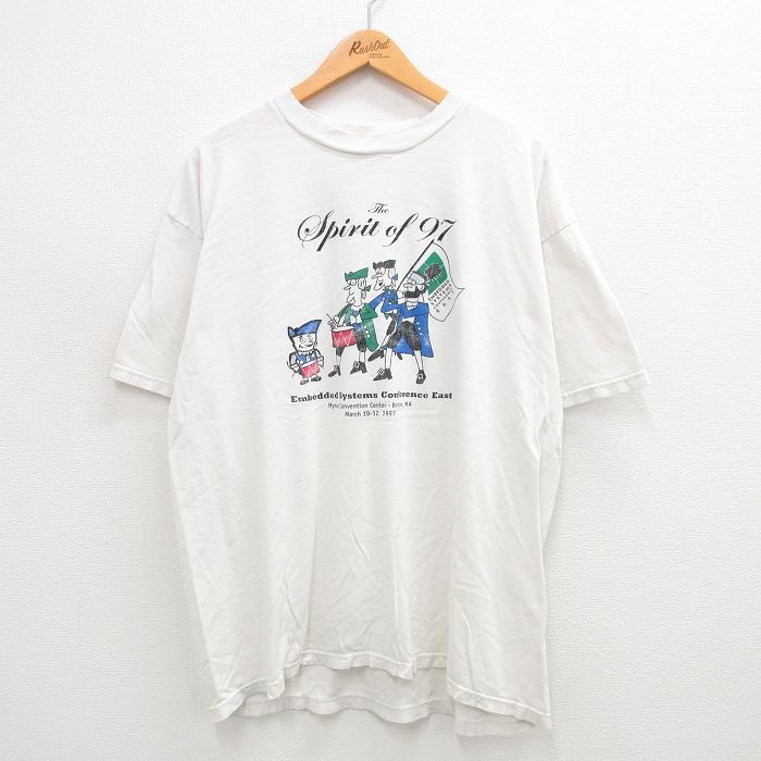 XL★古着 半袖 ビンテージ Tシャツ メンズ 00年代 00s ボストン 太鼓 自由の女神 大きいサイズ コットン クルーネック 白 ホワイト 24jul11 中古