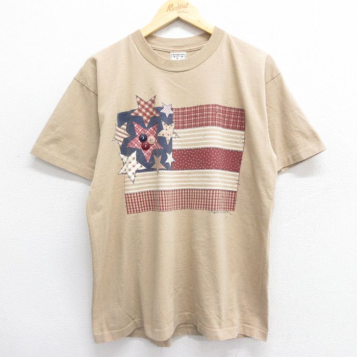 90s 半袖Tシャツ 星条旗 ベージュ L | 古着