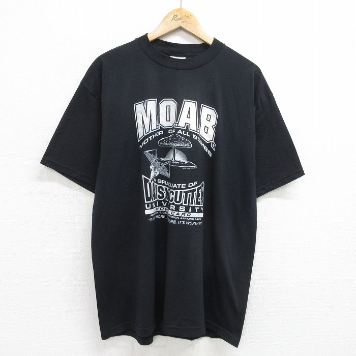 XL★古着 TULTEX 半袖 ビンテージ Tシャツ メンズ 00年代 00s MOAB 戦闘機 クルーネック 黒 ブラック 24jul12 中古