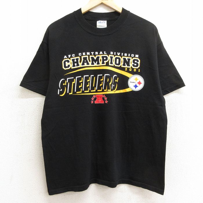 L★古着 半袖 ビンテージ Tシャツ メンズ 00年代 00s NFL ピッツバーグスティーラーズ コットン クルーネック 黒 ブラック アメフト スーパーボウル 24jul13 中古