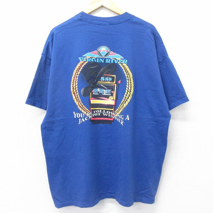 ジャージーズ 00s 半袖Tシャツ VIRGIN RIVER カジノ ブルー XL | 古着