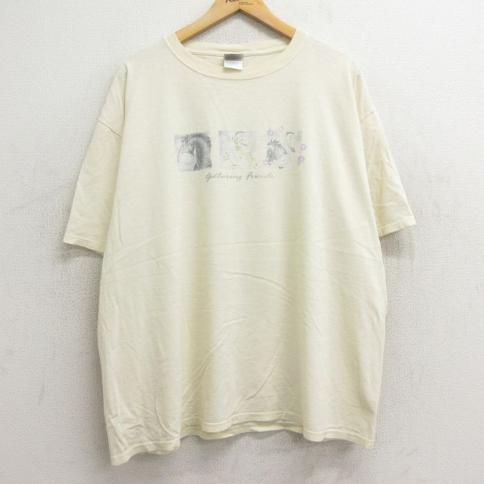 【50%OFF】XL★古着 半袖 ビンテージ Tシャツ メンズ 00年代 00s ディズニー DISNEY くまのプーさん ティガー イーヨー 大きいサイズ コットン クルーネック 薄黄 イエロー 24jul15 中古