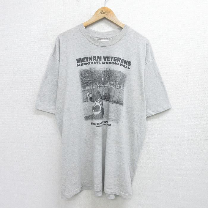 XL★古着 半袖 ビンテージ Tシャツ メンズ 00年代 00s POWMIA 大きいサイズ クルーネック USA製 グレー 霜降り 24jul16 中古