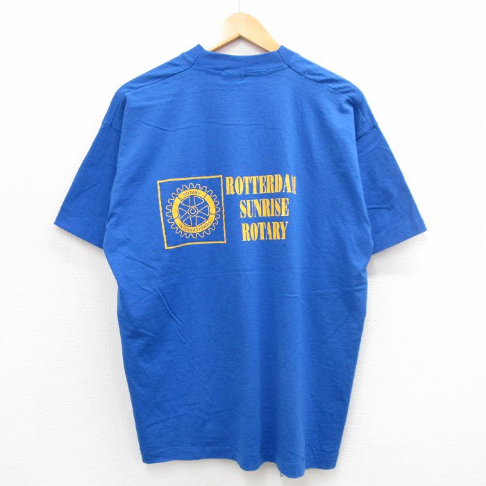 XL★古着 フルーツオブザルーム 半袖 ビンテージ Tシャツ メンズ 90年代 90s ROTTERDAM クルーネック USA製 青 ブルー 24jul17 中古