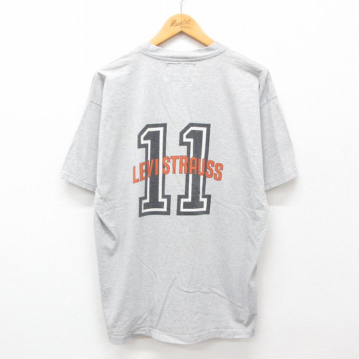 XL★古着 リーバイス Levis 半袖 ビンテージ Tシャツ メンズ 00年代 00s ビッグロゴ コットン クルーネック グレー 霜降り 24jul17 中古