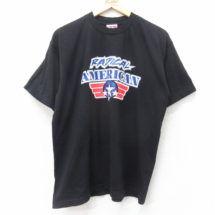 L★古着 半袖 ビンテージ Tシャツ メンズ 00年代 00s RADICAL AMERICAN コットン クルーネック USA製 黒 ブラック 24jul18 中古