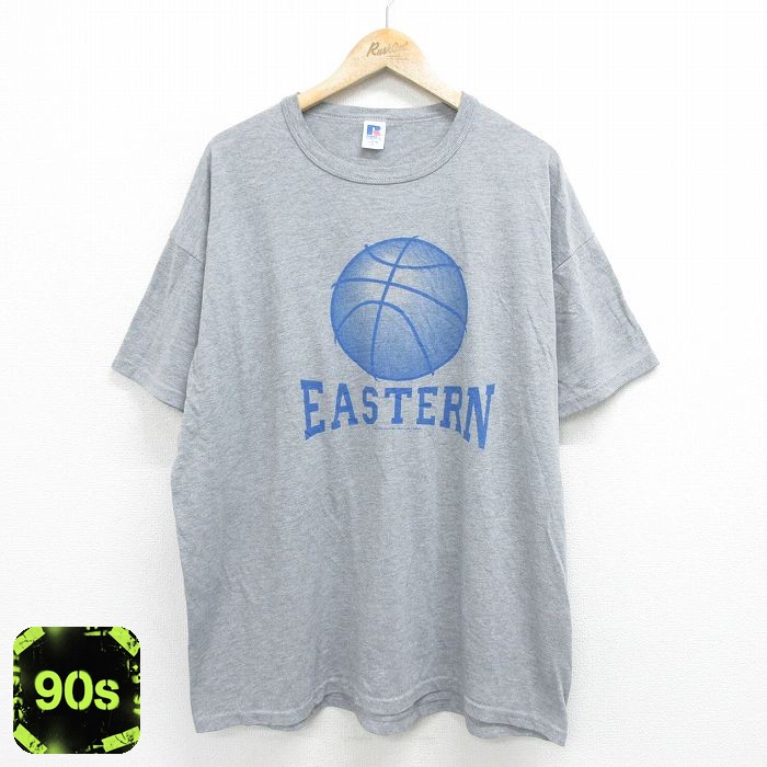 【50%OFF】ラッセル 90s 半袖Tシャツ バスケットボール グレー メンズXL相当 | 古着