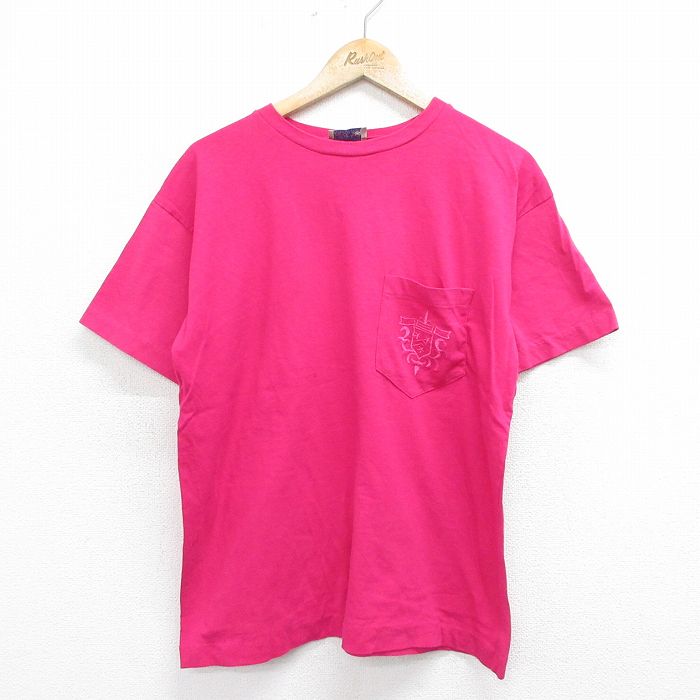 90s 半袖Tシャツ 胸ポケット付き ピンク L | 古着