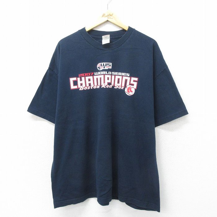 XL★古着 半袖 ビンテージ Tシャツ メンズ 00年代 00s MLB ボストンレッドソックス 大きいサイズ コットン クルーネック 黒 ブラック メジャーリーグ ベースボール 野球 24jul18 中古