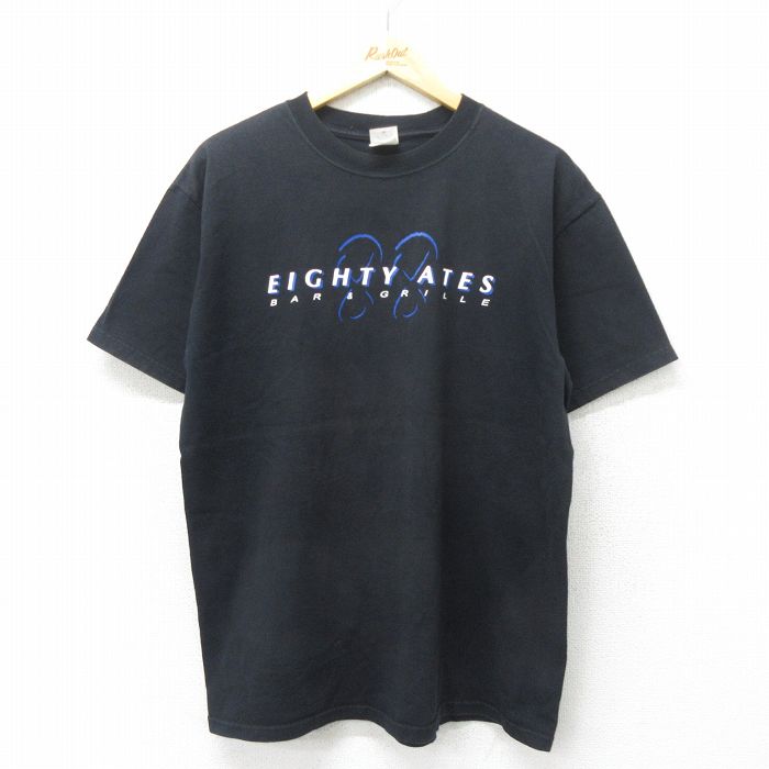 XL★古着 半袖 ビンテージ Tシャツ メンズ 00年代 00s バー コットン クルーネック 黒 ブラック 24jul18 中古