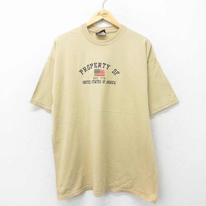 00s 半袖Tシャツ 星条旗刺繍 ベージュ XL | 古着