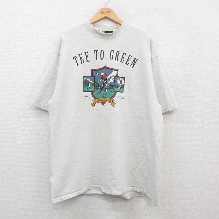 XL★古着 SDI 半袖 ビンテージ Tシャツ メンズ 90年代 90s ゴルフ 大きいサイズ コットン クルーネック USA製 薄グレー 霜降り 【spe】 24jul19 中古