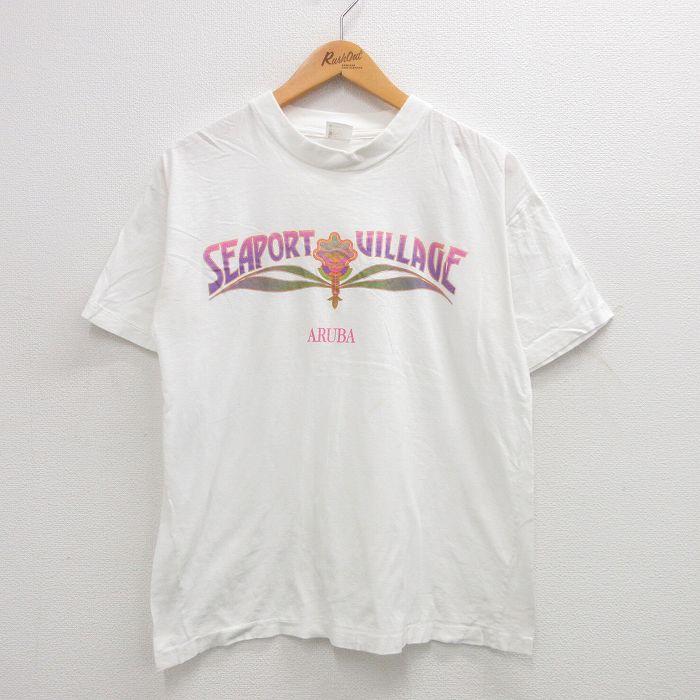 L★古着 半袖 ビンテージ Tシャツ メンズ 00年代 00s シーポートヴィレッジ コットン クルーネック 白 ホワイト 24jul19 中古