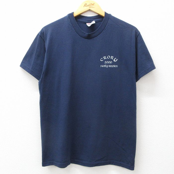 【50%OFF】M★古着 ヘインズ Hanes 半袖 ビンテージ Tシャツ メンズ 00年代 00s Family クルーネック 紺 ネイビー 24jul20 中古