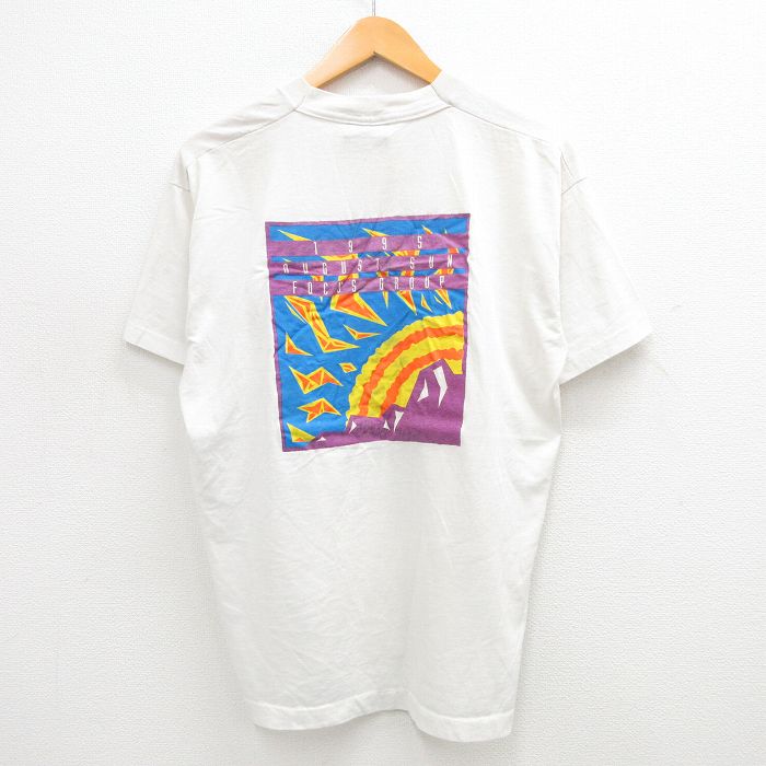 L★古着 フルーツオブザルーム 半袖 ビンテージ Tシャツ メンズ 90年代 90s 太陽 IVOCLAR クルーネック USA製 白 ホワイト 24jul22 中古