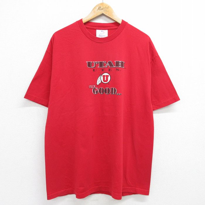 00s 半袖Tシャツ ユタユーツフットボール レッド XL | 古着