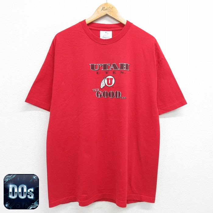 00s 半袖Tシャツ ユタユーツフットボール レッド XL | 古着