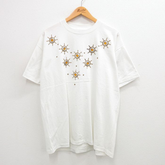 XL★古着 半袖 ビンテージ Tシャツ メンズ 90年代 90s 大きいサイズ クルーネック USA製 白 ホワイト 24jul22 中古