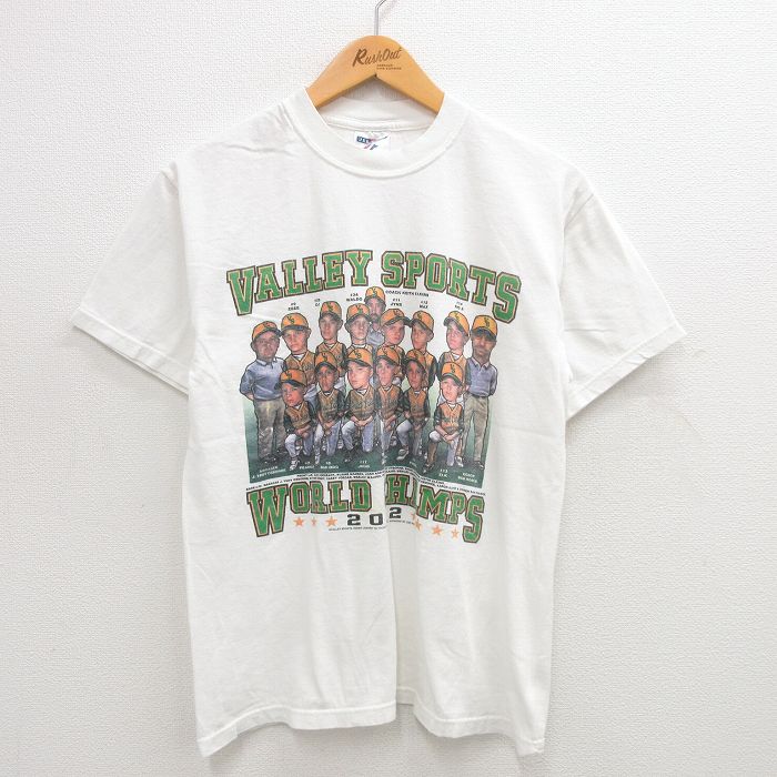 M★古着 ジャージーズ 半袖 ビンテージ Tシャツ メンズ 00年代 00s バレースポーツ コットン クルーネック 白 ホワイト 24jul22 中古