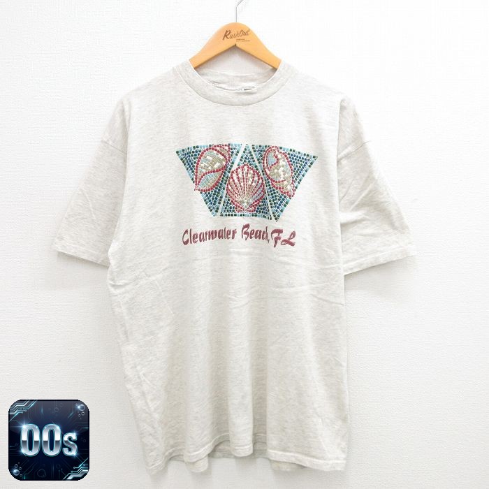 00s 半袖Tシャツ 貝 グレー XL | 古着