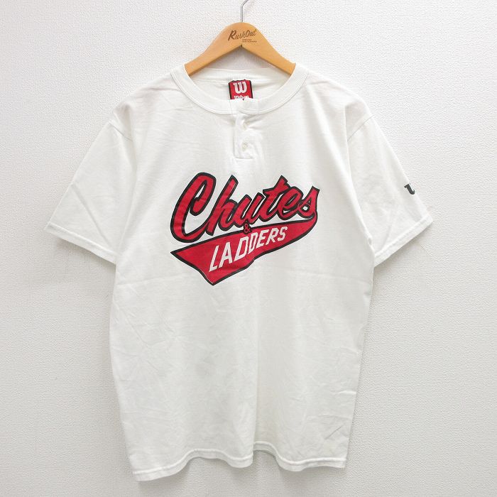 L★古着 ウィルソン 半袖 ビンテージ Tシャツ メンズ 00年代 00s Chutes ヘンリーネック 白 ホワイト 24jul22 中古