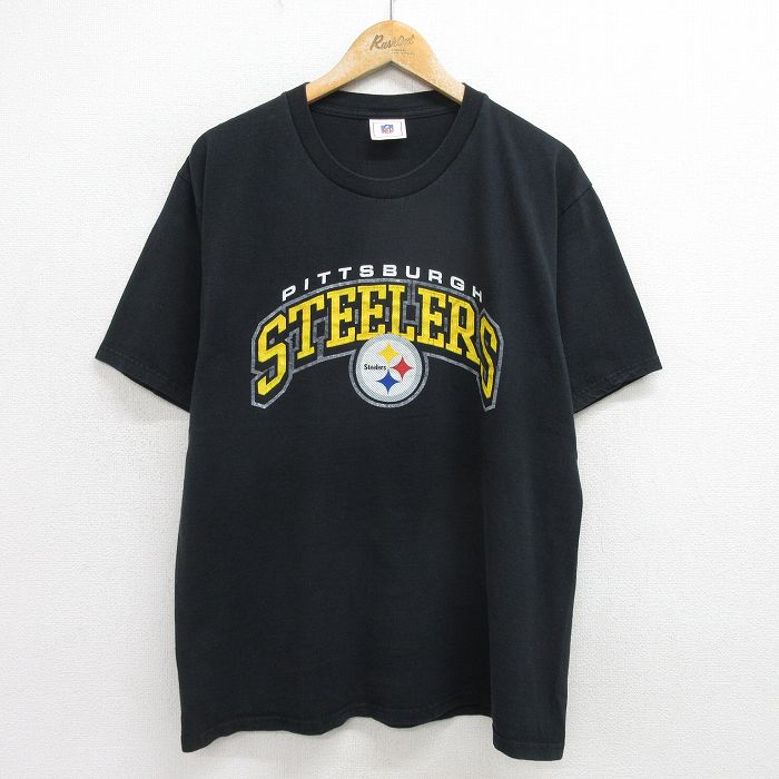 XL★古着 半袖 ビンテージ Tシャツ メンズ 00年代 00s NFL ピッツバーグスティーラーズ クルーネック 黒 ブラック アメフト スーパーボウル 24jul22 中古