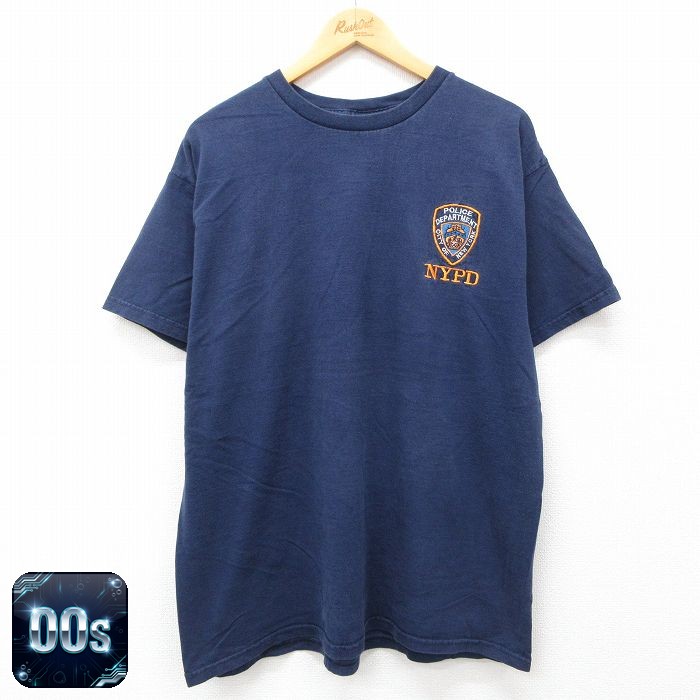 フルーツオブザルーム 00s 半袖Tシャツ NYPD ネイビー XL | 古着