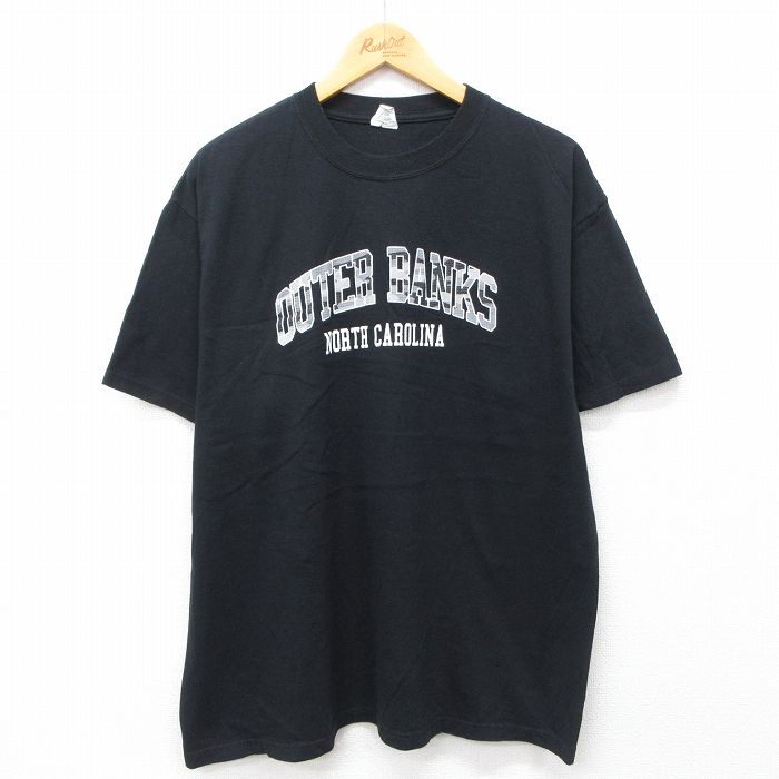 XL★古着 半袖 ビンテージ Tシャツ メンズ 00年代 00s アウターバンクス コットン クルーネック 黒 ブラック 24jul23 中古
