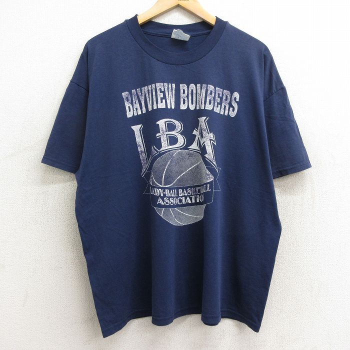 XL★古着 ヘインズ Hanes 半袖 ビンテージ Tシャツ メンズ 00年代 00s バスケットボール LBA 23 大きいサイズ クルーネック 紺 ネイビー 24jul23 中古