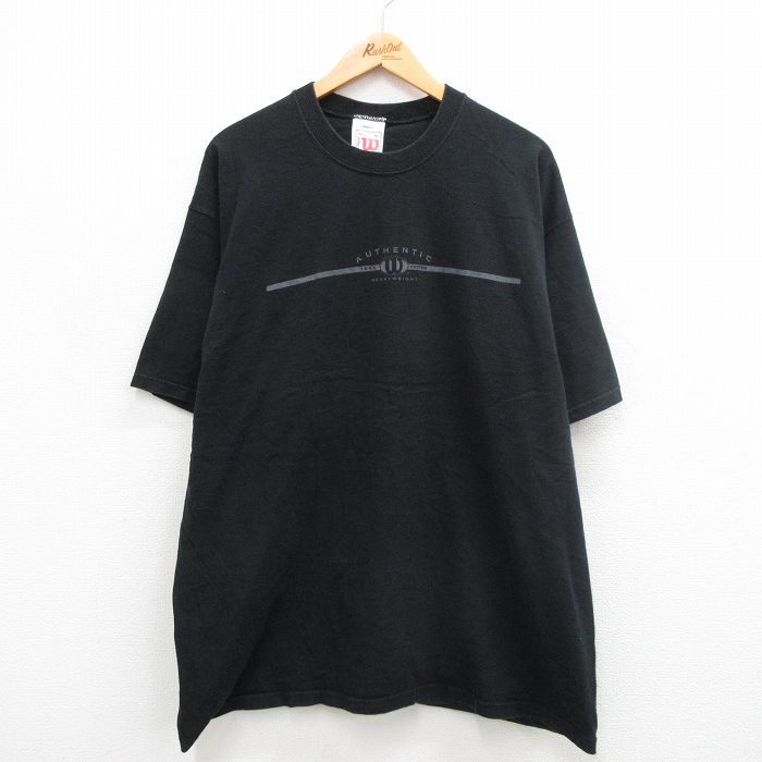 【50%OFF】XL★古着 ウィルソン 半袖 ビンテージ Tシャツ メンズ 90年代 90s 大きいサイズ コットン クルーネック USA製 黒 ブラック 24jul23 中古