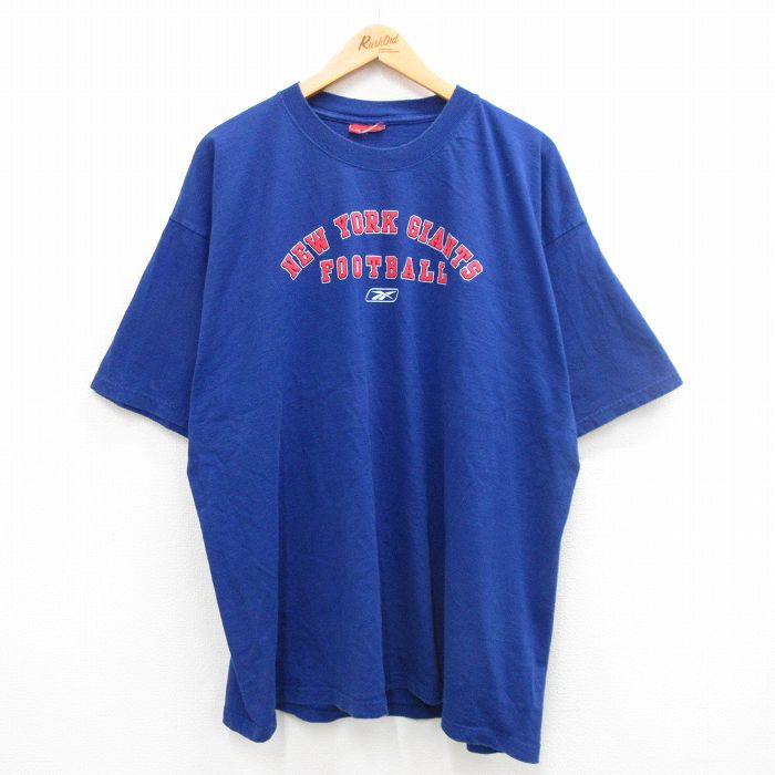XL★古着 半袖 ビンテージ Tシャツ メンズ 00年代 00s NFL ニューヨークジャイアンツ 大きいサイズ クルーネック 紺 ネイビー アメフト スーパーボウル 24jul23 中古
