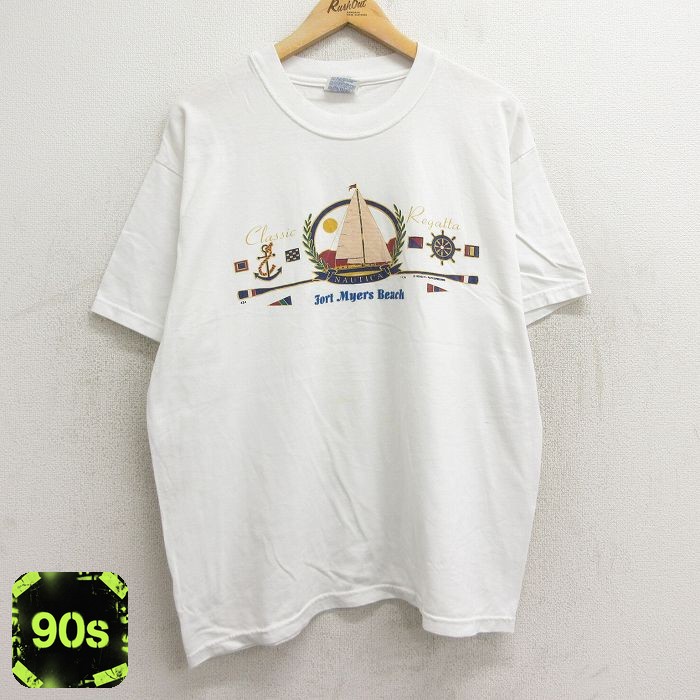 ヘインズ 90s 半袖Tシャツ ヨット ホワイト XL | 古着