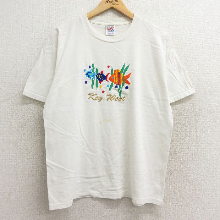 ジャージーズ 90s 半袖Tシャツ 魚刺繍 ホワイト L | 古着