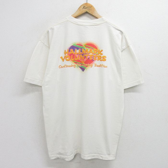 XL★古着 半袖 ビンテージ Tシャツ メンズ 00年代 00s HALLMARK VOLUNTEERS 大きいサイズ コットン クルーネック 生成り 24jul24 中古