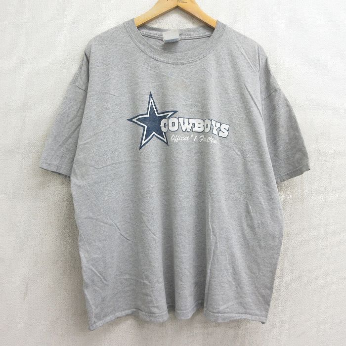 XL★古着 半袖 ビンテージ Tシャツ メンズ 00年代 00s NFL ダラスカウボーイズ 大きいサイズ クルーネック グレー 霜降り アメフト スーパーボウル 24jul25 中古