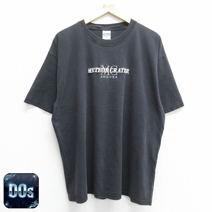 00s 半袖Tシャツ メテオクレーター 刺繍 ブラック XL | 古着
