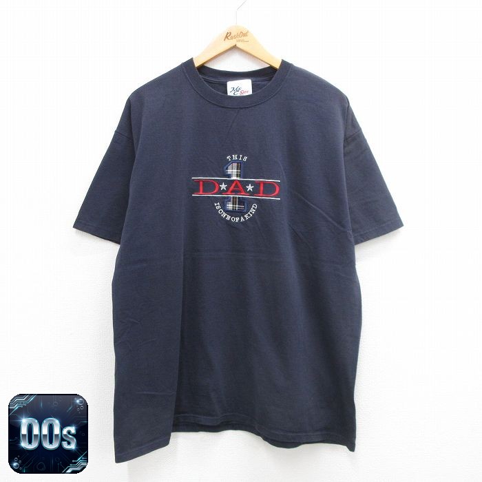 00s 半袖Tシャツ DAD刺繍 ネイビー XL | 古着