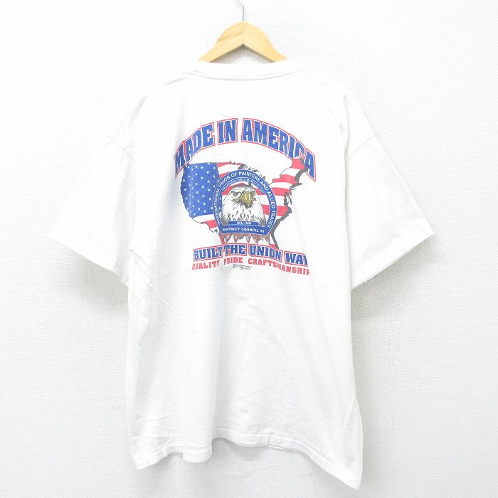 XL★古着 半袖 ビンテージ Tシャツ メンズ 00年代 00s 鳥 大きいサイズ コットン クルーネック USA製 白 ホワイト 24jul29 中古