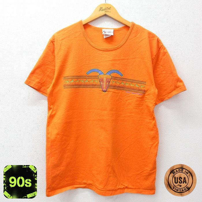 ディズニー 90s 半袖Tシャツ アニマルキングダム オレンジ L | 古着