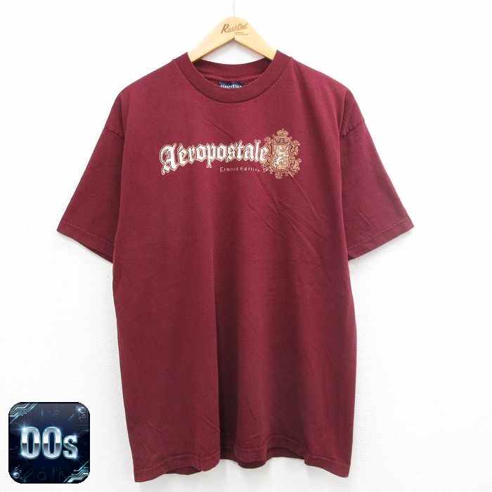 【50%OFF】エアロポステール 00s 半袖Tシャツ ビッグロゴ バーガンディ XL | 古着
