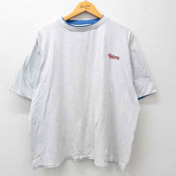 XL★古着 半袖 ビンテージ Tシャツ メンズ 90年代 90s ゲーターズ 大きいサイズ クルーネック 薄グレー 霜降り他 24aug05 中古