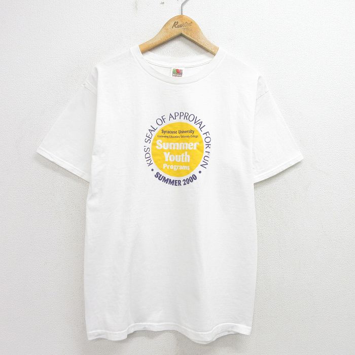 L★古着 フルーツオブザルーム 半袖 ビンテージ Tシャツ メンズ 00年代 00s Summer Youth コットン クルーネック 白 ホワイト 24aug05 中古
