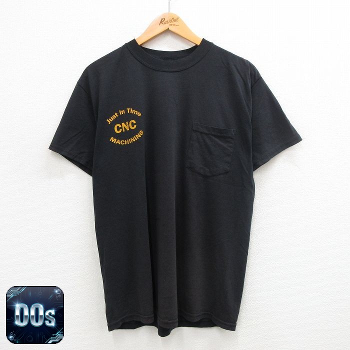 CNC 00s 半袖Tシャツ 胸ポケット付き ブラック L | 古着