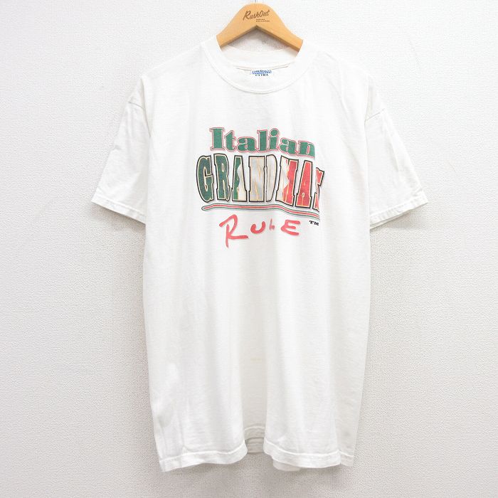 XL★古着 半袖 ビンテージ Tシャツ メンズ 00年代 00s イタリアン GRANDMAS コットン クルーネック 白 ホワイト 24aug06 中古