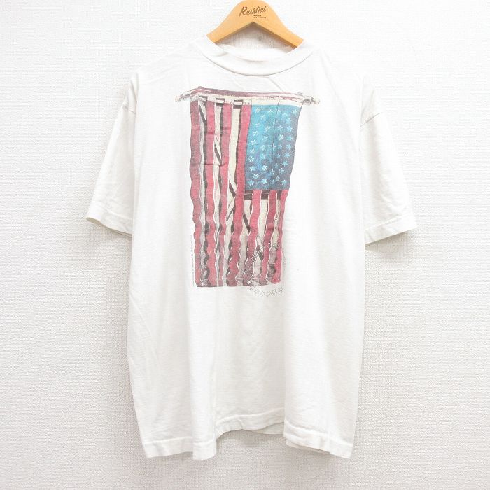 90s 半袖Tシャツ 星条旗 ホワイト XL | 古着