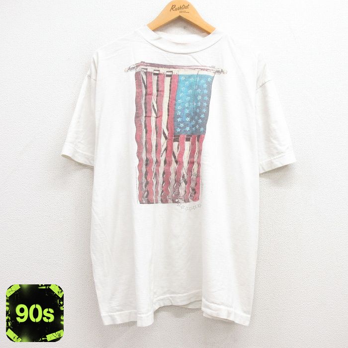90s 半袖Tシャツ 星条旗 ホワイト XL | 古着