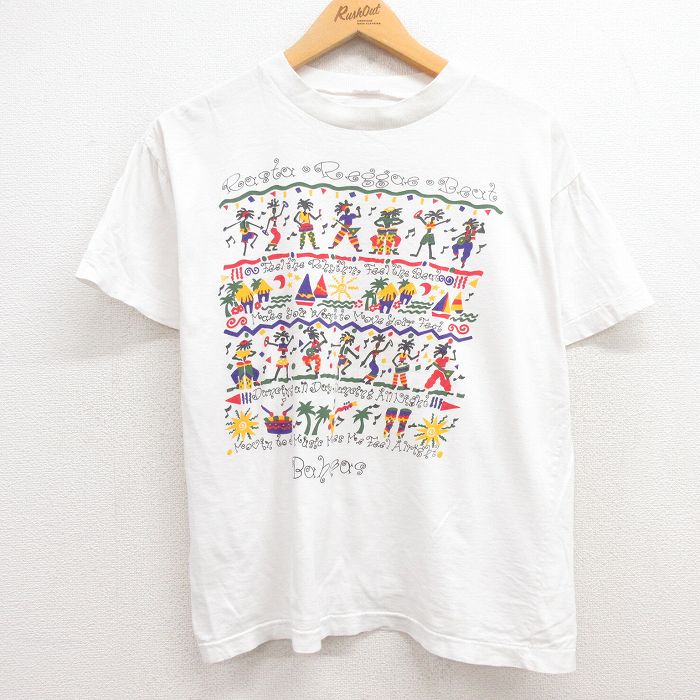 L★古着 半袖 ビンテージ Tシャツ メンズ 90年代 90s バハマ クルーネック 白 ホワイト 24aug06 中古